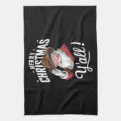 Linge De Cuisine Joyeux Noël Y'all Country Cowboy Père Noël (Vertical)