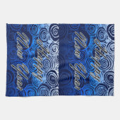 Linge De Cuisine Joyeux Nouvel An Tourbillon bleu (Horizontal)