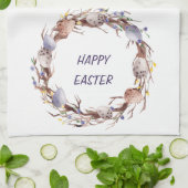 Linge De Cuisine Joyeux Oeufs de Pâques Fleur Wreath (Plié)