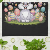Linge De Cuisine Joyeux Pâques 2025 Oeufs Lapin mignon lapin lapin (Plié)