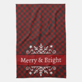 Linge De Cuisine Joyeux plaid et flocon de neige brillant (Vertical)