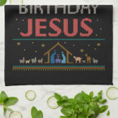 Linge De Cuisine Joyeux pull de Noël Joyeux anniversaire Jésus (Plié)