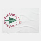 Linge De Cuisine Joyeux sapin de Noël et couronne (Horizontal)