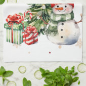 Linge De Cuisine Joyeux sapin de Noël Snowman et présents (Plié)