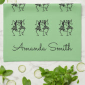 Linge De Cuisine Joyeux Silhouette Dancers Green (Plié)