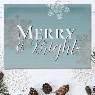 Linge De Cuisine Joyeux turquoise et Feux de neige brillants Noël
