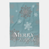 Linge De Cuisine Joyeux turquoise et Feux de neige brillants Noël (Vertical)