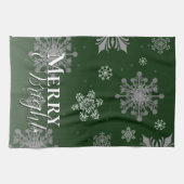 Linge De Cuisine Joyeux vert et flèches de neige brillantes Noël (Horizontal)