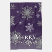 Linge De Cuisine Joyeux violet et flocons de neige brillants Noël (Vertical)
