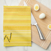 Linge De Cuisine Joyeux Yellow Stripes Fun Initiales Fun (Quart Plié)