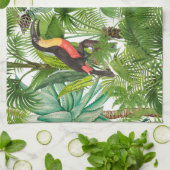 Linge De Cuisine Jungle, tropical,, oiseaux, toucan, perroquets, (Plié)