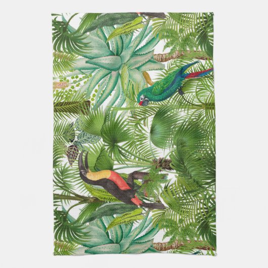 Linge De Cuisine Jungle, tropical,, oiseaux, toucan, perroquets, (Vertical)
