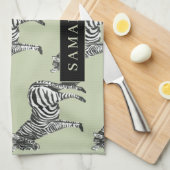 Linge De Cuisine Jungle Zebra Wild Motif & Nom personnalisé (Quart Plié)