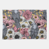 Linge De Cuisine Jus gris et fleurs (Horizontal)