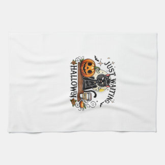 Linge De Cuisine Just Waiting For Halloween Black Cat Lady Ice Coff