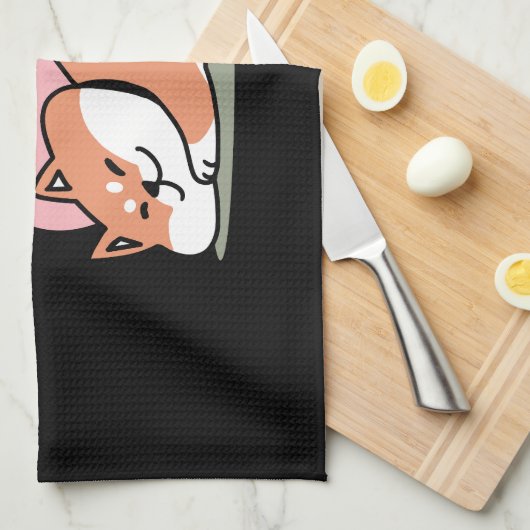 Linge De Cuisine Juste un Shiba allongé bas : mignonne conception S (Quart Plié)