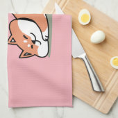 Linge De Cuisine Juste un Shiba allongé bas : mignonne conception S (Quart Plié)