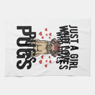 Linge De Cuisine Juste Une Fille Qui Aime Les Pugs Chemise Vintage