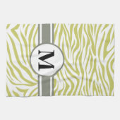 Linge De Cuisine Kaki Safari Zebra avec monogramme (Horizontal)
