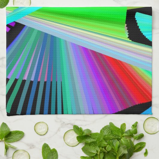 Linge De Cuisine Kaleidoscope Art Rouge Vert Violet Bleu Noir (Plié)