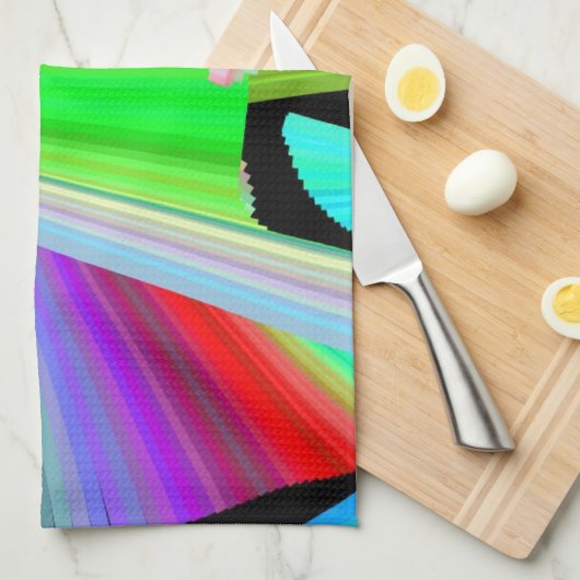 Linge De Cuisine Kaleidoscope Art Rouge Vert Violet Bleu Noir (Quart Plié)