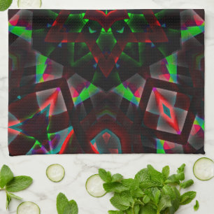 Linge De Cuisine kaléidoscope avec dégradé hexagone, vert et rouge