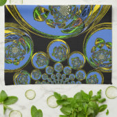 Linge De Cuisine Kaleidoscope bleu et jaune Imprimer (Plié)