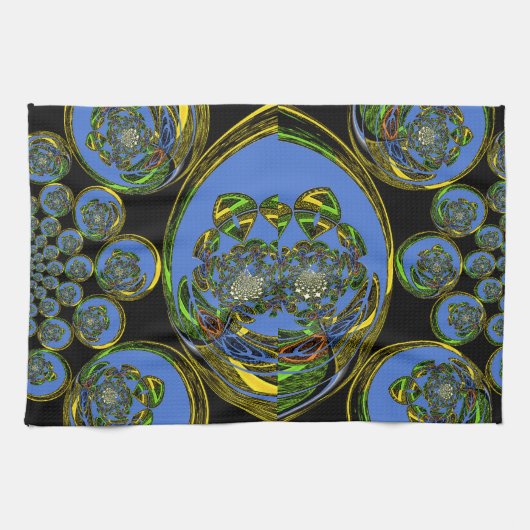 Linge De Cuisine Kaleidoscope bleu et jaune Imprimer (Horizontal)