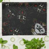 Linge De Cuisine Kaleidoscope Design Flore rouge noir (Plié)