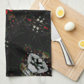 Linge De Cuisine Kaleidoscope Design Flore rouge noir (Quart Plié)