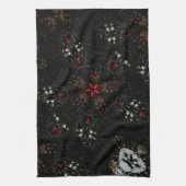 Linge De Cuisine Kaleidoscope Design Flore rouge noir (Vertical)