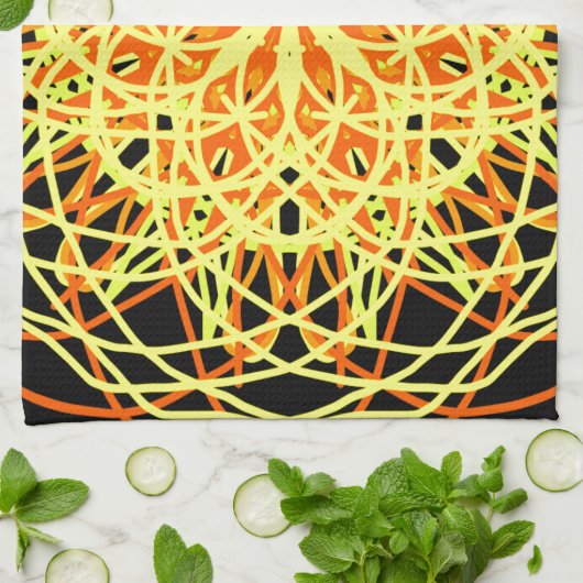 Linge De Cuisine Kaleidoscope Mandala Art Energy Fleur Jaune (Plié)