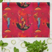 Linge De Cuisine Kandinsky Rouge Noir Art Abstrait (Plié)