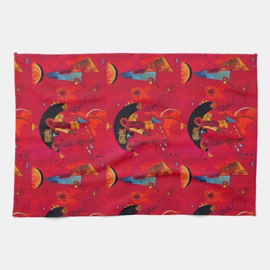 Linge De Cuisine Kandinsky Rouge Noir Art Abstrait (Horizontal)