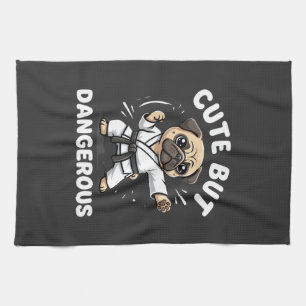 Linge De Cuisine Karateka Pug Chien Mignon Mais Dangereux