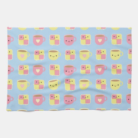Linge De Cuisine Kawaii Battenberg Cake & Cup of Tea (Horizontal)