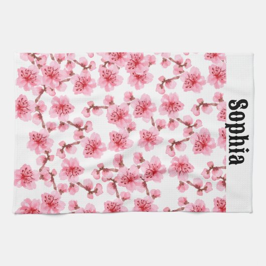 Linge De Cuisine kawaii pink cherry blossoms (Horizontal)