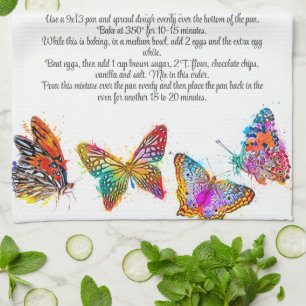 Linge De Cuisine Keepsaké Recette Cadeau Papillons colorés