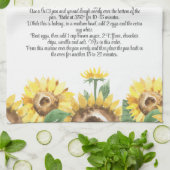 Linge De Cuisine Keepsaké Recette Modèle Aquarelle Sunflower Cadeau (Plié)