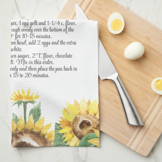 Linge De Cuisine Keepsaké Recette Modèle Aquarelle Sunflower Cadeau (Quart Plié)