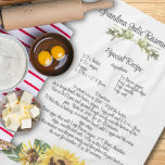 Linge De Cuisine Keepsaké Recette Modèle Aquarelle Sunflower Cadeau<br><div class="desc">Keepsaké Recette Modèle Floral Fall Cadeau Cuisine serviette garnie de tournesols verdoyants d'aquarelle.</div>