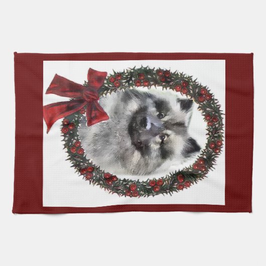 Linge De Cuisine Keeshond cadeaux de Noël (Horizontal)