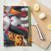 Linge De Cuisine Keeshond Chiens Citrouille Halloween Funny (Quart Plié)