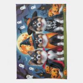 Linge De Cuisine Keeshond Chiens Citrouille Halloween Funny (Vertical)