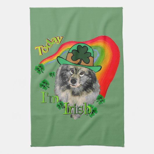 Linge De Cuisine Keeshond Jour de la Saint Patrick (Vertical)