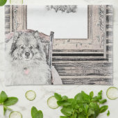 Linge De Cuisine Keeshond Noël hiver fenêtre Peinture Chien Art (Plié)