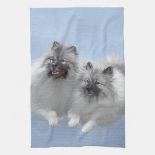 Linge De Cuisine Keeshond Paire de Kees Peinture Art animal origina