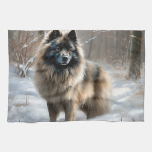 Linge De Cuisine Keeshond Qu'il neige Noël