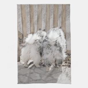 Linge De Cuisine Keeshonds at the Gate Painting - Original Dog Art