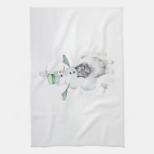 Linge De Cuisine Keeshoned Christmas Snowman Peinture Dog Art (Vertical)